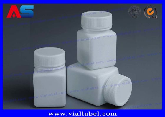 PET薬局 白色 50ml プラスチック製の錠剤ボトル スクリューキャップ 方形 圧力感受性シール